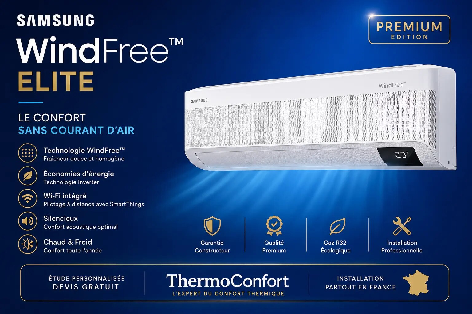 Climatisation Samsung WindFree Elite sans courant d’air direct
